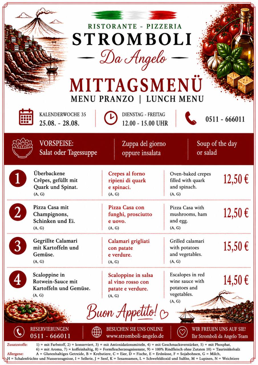 Komplette Mittagskarte