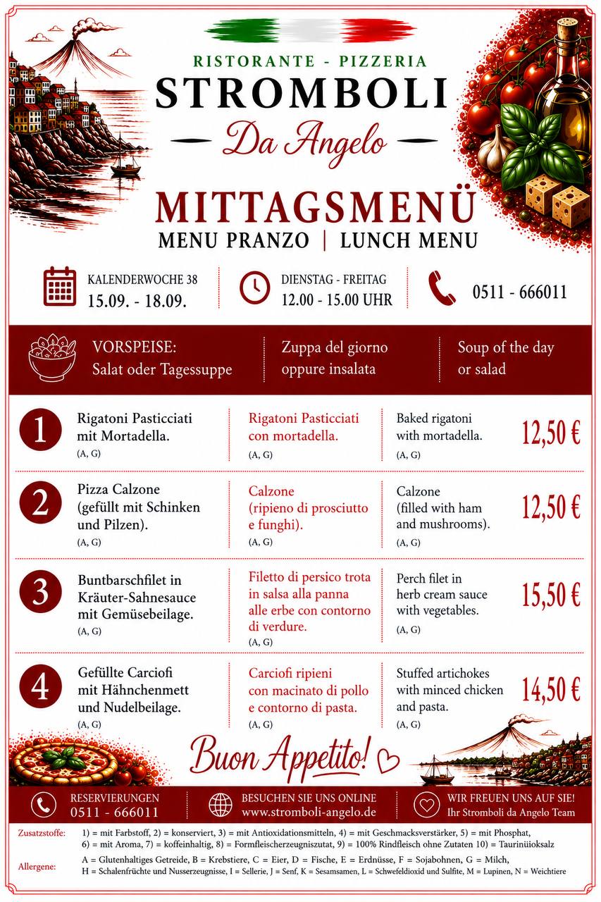 Komplette Mittagskarte