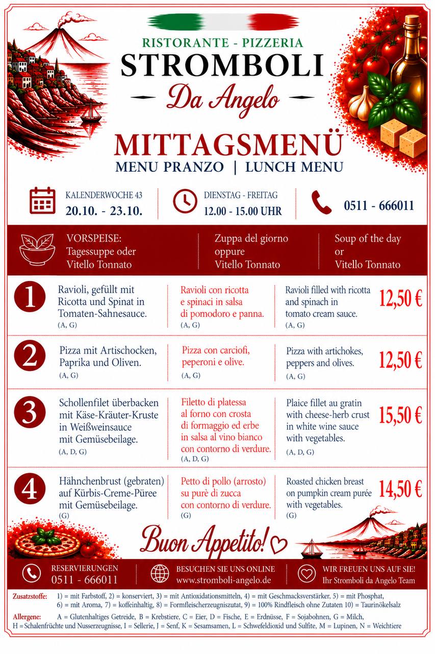 Komplette Mittagskarte