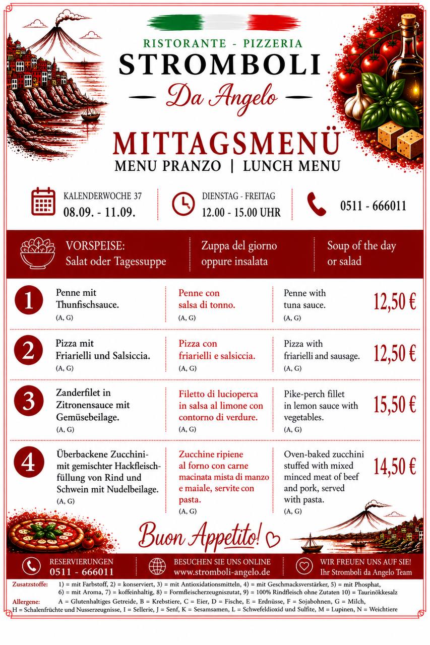Komplette Mittagskarte
