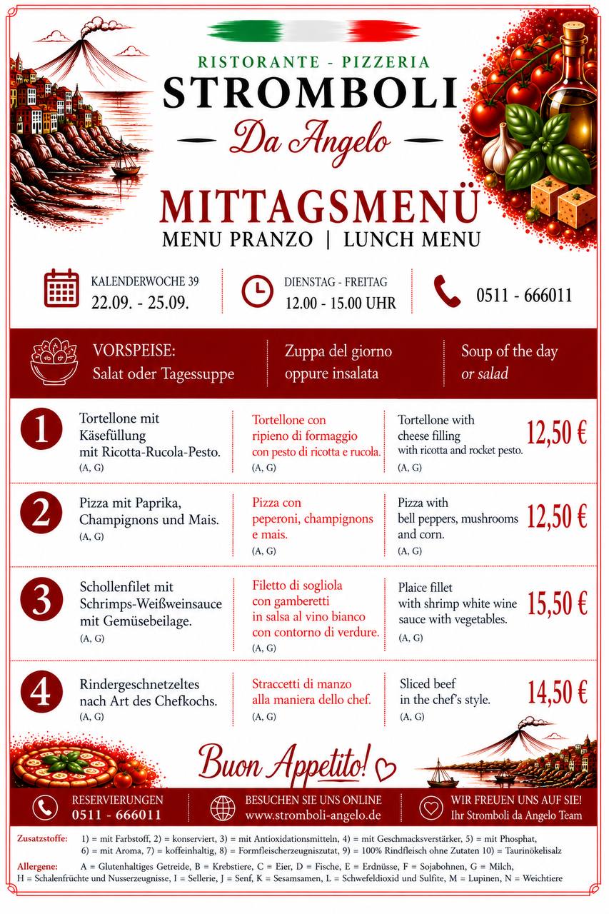 Komplette Mittagskarte
